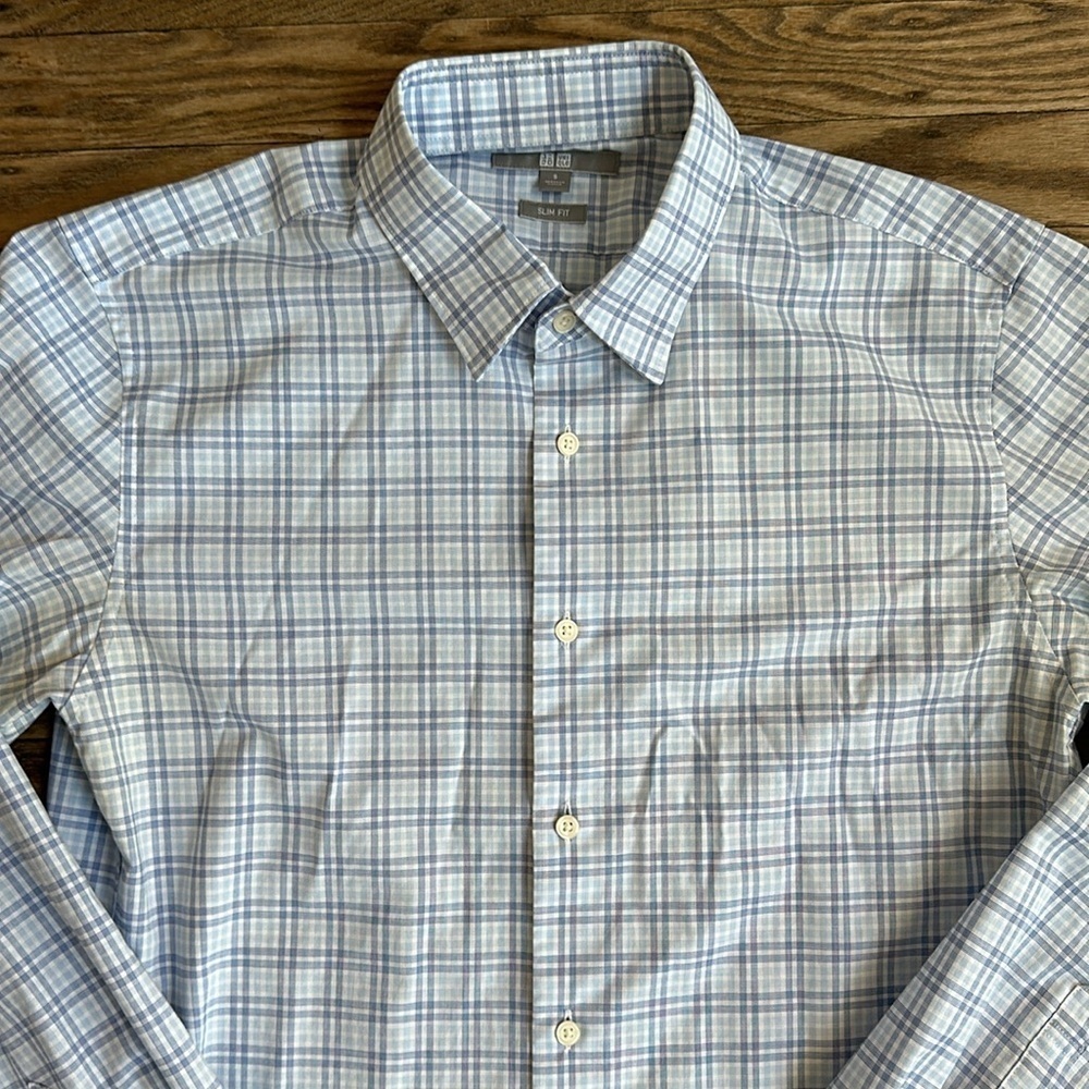 Uniqlo Men's Easy Care Stretch Slim Dress Shirt Small EUC